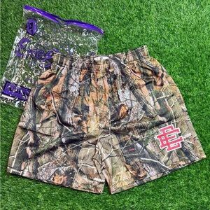 Camo Print Shorts with Red Logo